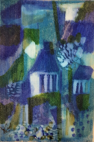 Mémoires de là-bas II  - Feutre sur balsa 15 x 10 cm