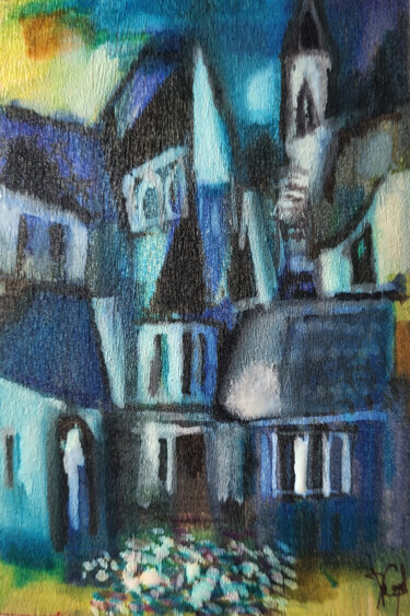 Mémoires de là-bas III  - Feutre sur balsa 15 x 10 cm