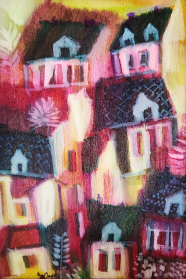 Mémoires de là-bas  IV- Feutre sur balsa 15 x 10 cm