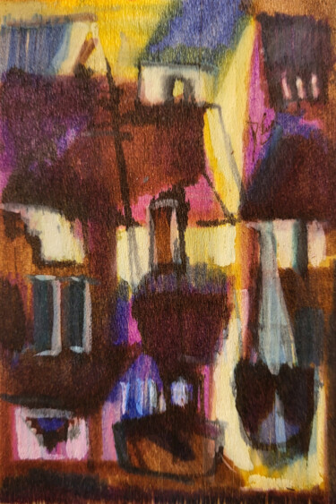 Mémoires de là-bas  V- Feutre sur balsa 15 x 10 cm