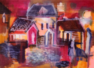 Mémoires de là-bas  XIII- Feutre sur balsa 15 x 10 cm