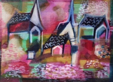 Mémoires de là-bas XIV - Feutre sur balsa 15 x 10 cm