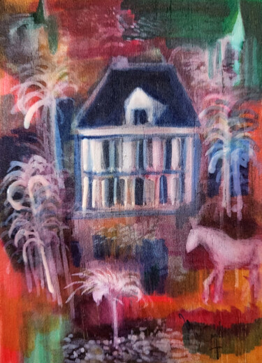 Mémoires de là-bas  XVII- Feutre sur balsa 15 x 10 cm