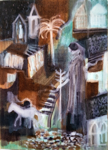 Mémoires de là-bas  XXI- Feutre sur balsa 15 x 10 cm