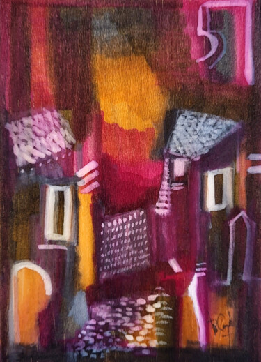 Mémoires de là-bas XXII  - Feutre sur balsa 15 x 10 cm