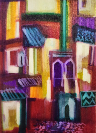 Mémoires de là-bas XXIV  - Feutre sur balsa 15 x 10 cm