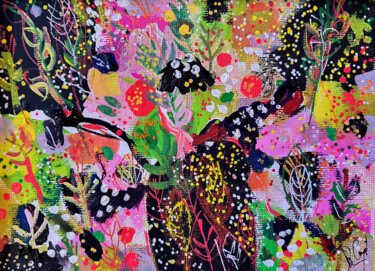 Euphorbes et asphodèles I - Gouache acrylique sur toile