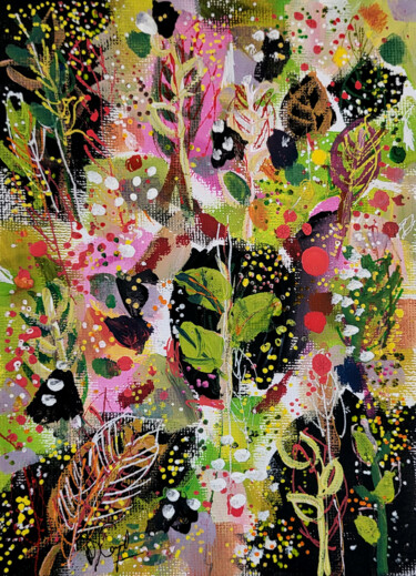 Euphorbes et asphodèles II - Gouache acrylique sur toile