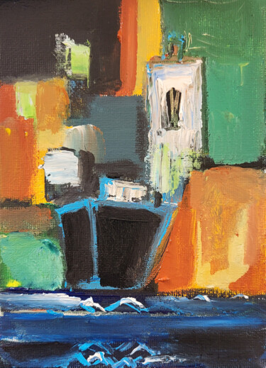 Mon cahier d'océan IV / Acrylique sur toile 18 x 13 cm