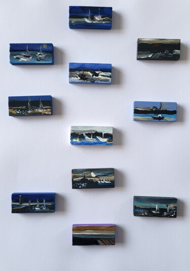 Mon cahier d'océan XVI - Acrylique sur dominos de bois
