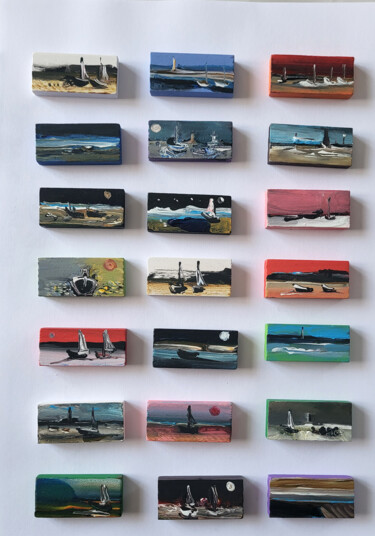 Mon cahier d'océan XIII - Acrylique sur dominos de bois