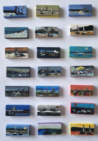 Mon cahier d'océan XX- Acrylique sur dominos de bois