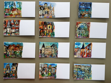 Enveloppes peintes - Mail art - Paysages voyageurs