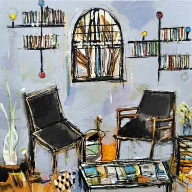 Salon de lecture au vitrail- Collection privée